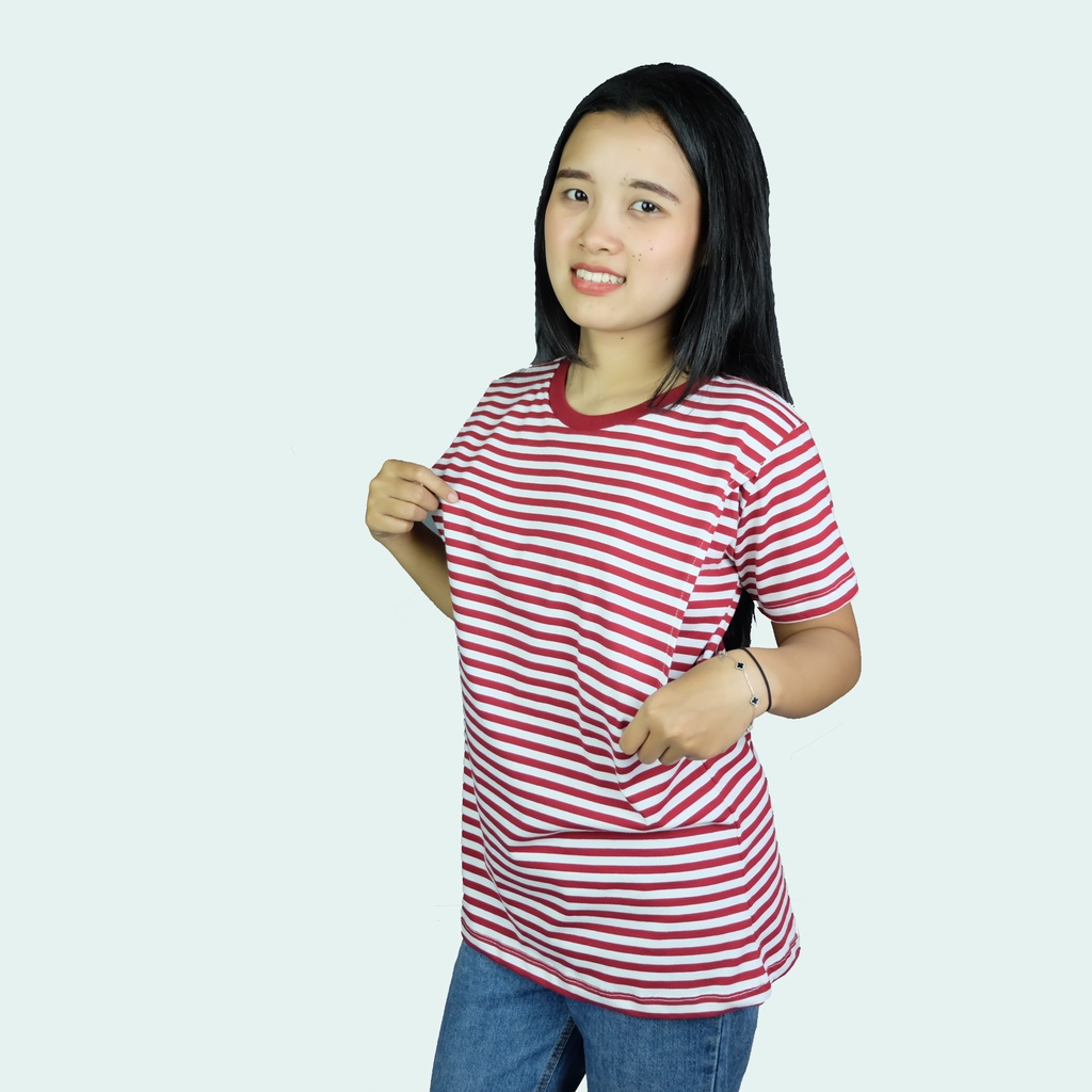 Kaos menyusui / baju busui Stripe bahan Katun Combed motif garis