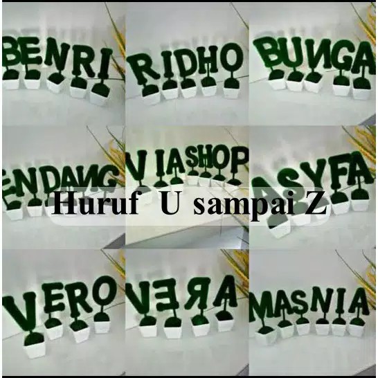 Custom Nama Pajangan Huruf U - Z Sekilo=24pcs tanaman artifisial Happyonshop