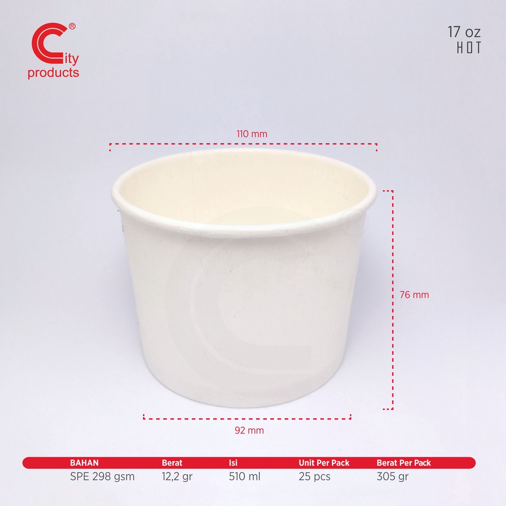 Paper Bowl 17 oz Soup / Mangkok Kertas 17 oz Soup