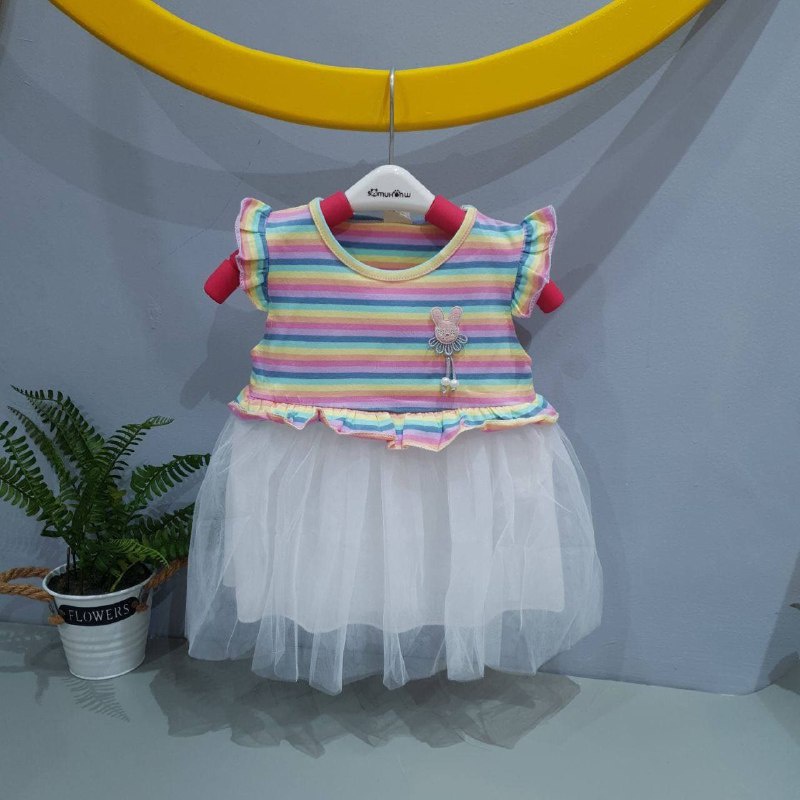 Promo !! Dress baby cute murah - dress rainbow mini tutu import uk 6bln-2th (orange,hijau,ungu)