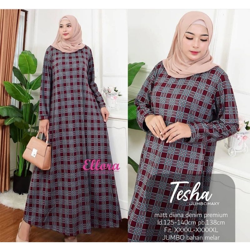 TESHA Jumbo Maxy - LD120-130 Gamis Denim Diana Jumbo Bigsize Oversize Bumil / R.23 - 025-5973