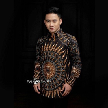 Kemeja Batik Pria Lengan Panjang Size M L Xl Xxl Bswart Batik Hrb026 Kenongo Hem Panjang Padi