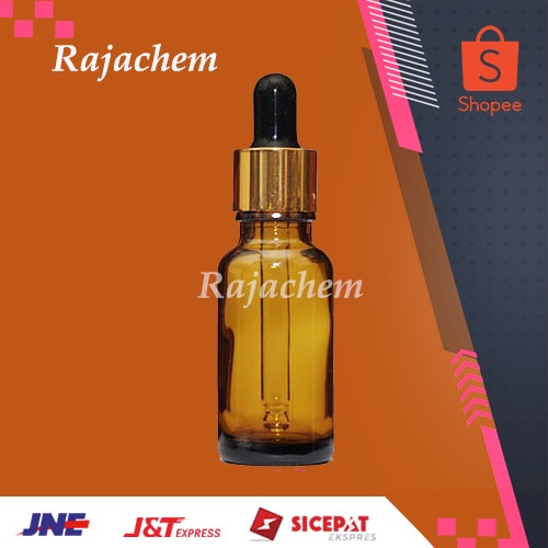 Botol Pipet Kaca Amber 20 ml Ring Gold Hitam