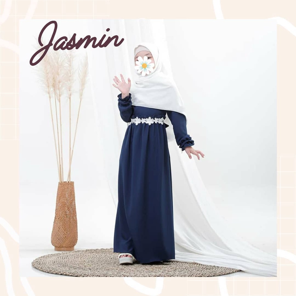 JASMIN DRESS KIDS CB KAIN MOSCRAPE (7 - 9 TAHUN) Gamis Anak Modern Baju Muslim Anak Perempuan