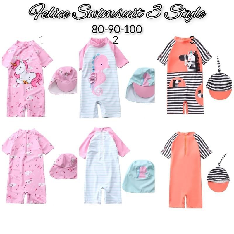 Baju renang anak bayi unicorn, unicorn baby swimwear, baju renang import