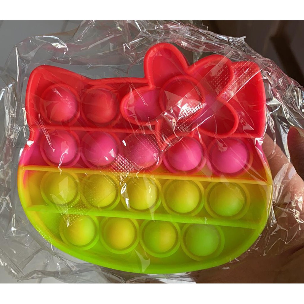 Pop It Rainbow Unicorn Fidget Toy Langka Murah Berkualitas Unik Mainan Edukasi Edukatif Free Gundu-hello kitty