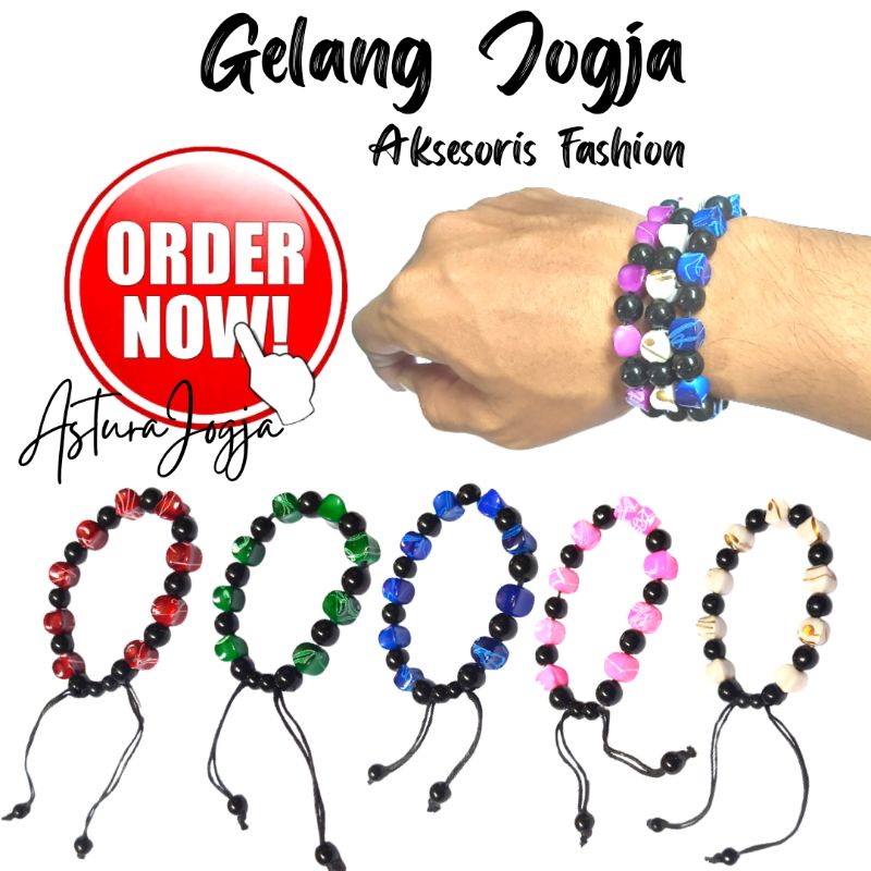 Gelang Jogja Batu Sintetis Aksesoris Pria Wanita || Gelang Blorok Manik Manik