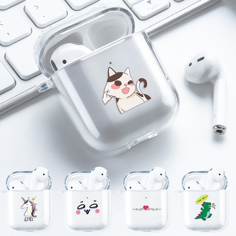 Casing Soft Case Silikon Transparan Motif Kartun Lucu Untuk AirPods 1 / 2