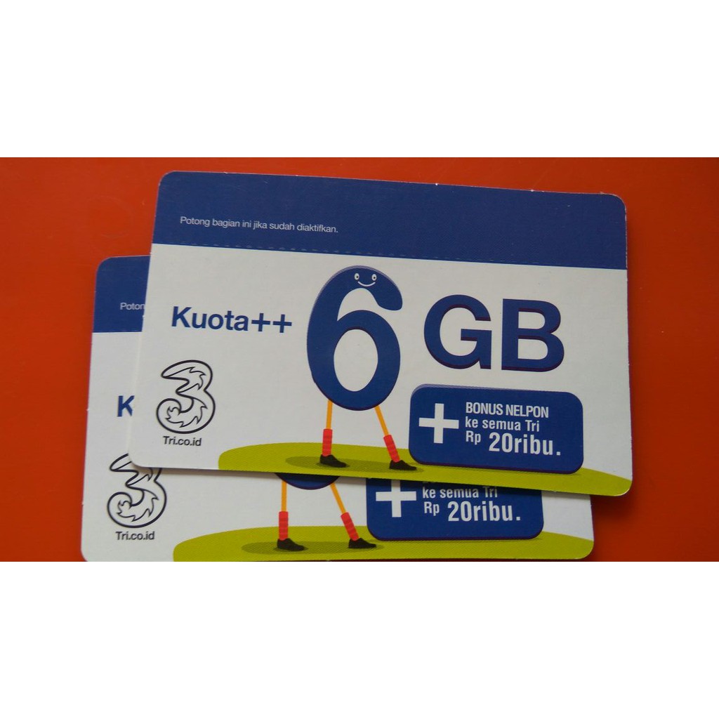 PAKET DATA TRI | Voucher Tri kuota internet 18GB = 6GB (3G) + BONUS 12GB (4G)