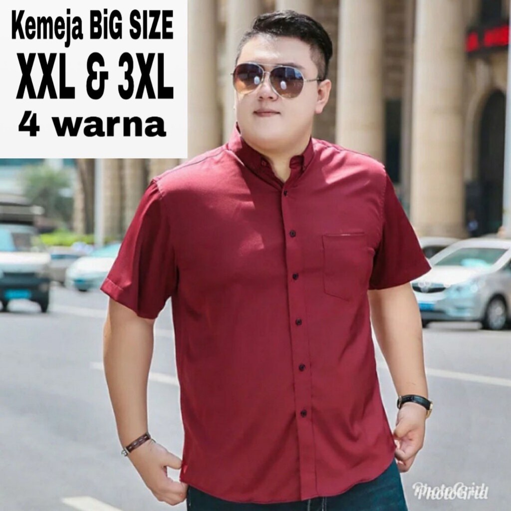 KEMEJA PENDEK JUMBO PRIA BAJU POLOS COWOK WARNA LENGKAP