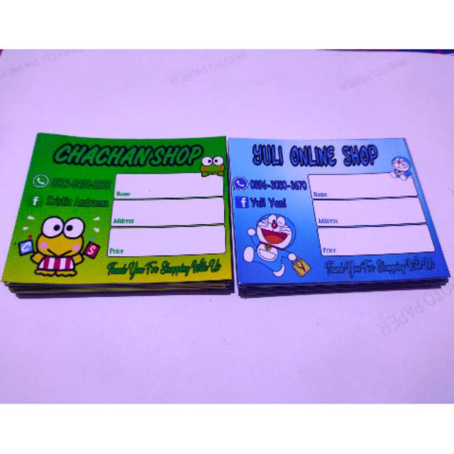 

Name Tag Olshop Bebas pilih Karakter Bahan Sticker