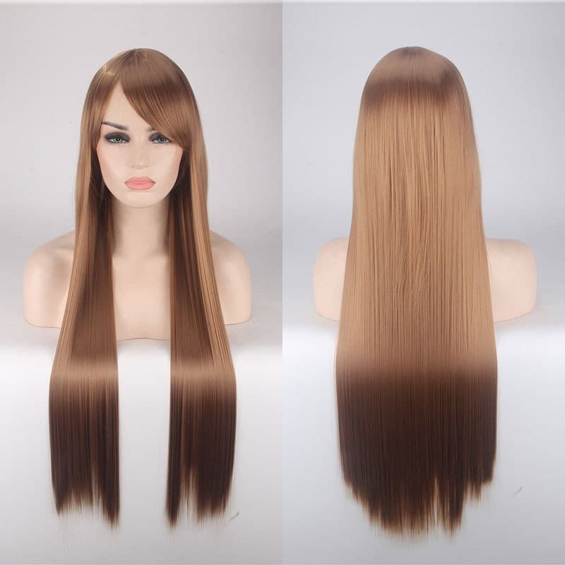 K026-16 light linen ash brown wig base lurus 80 cm cosplay rambut pals