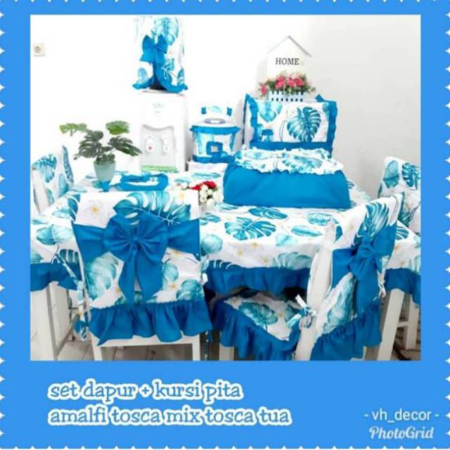 6 seat Cover kursi makan full set/CTC/Sarung kursi makan/Homeset