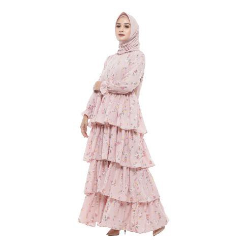 Ready Gamis Wanita Pesta Mewah Elegan Kekinian Model Terbaru Monalisa Basui - Abu-Abu