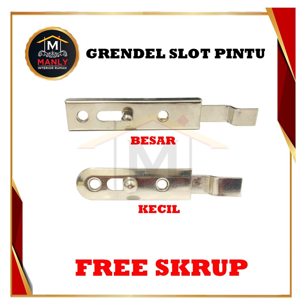 Kunci Grendel HK / HK Grendel Kecil &amp; Besar Slot Pintu, Isi 1 pcs FREE SEKRUP