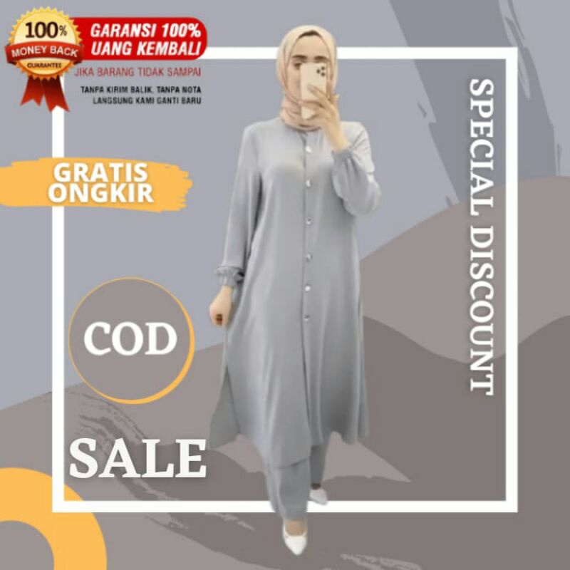 Baju setelan wanita kekinian set tunik dan celana panjang remaja dewasa cantik modis terbaru