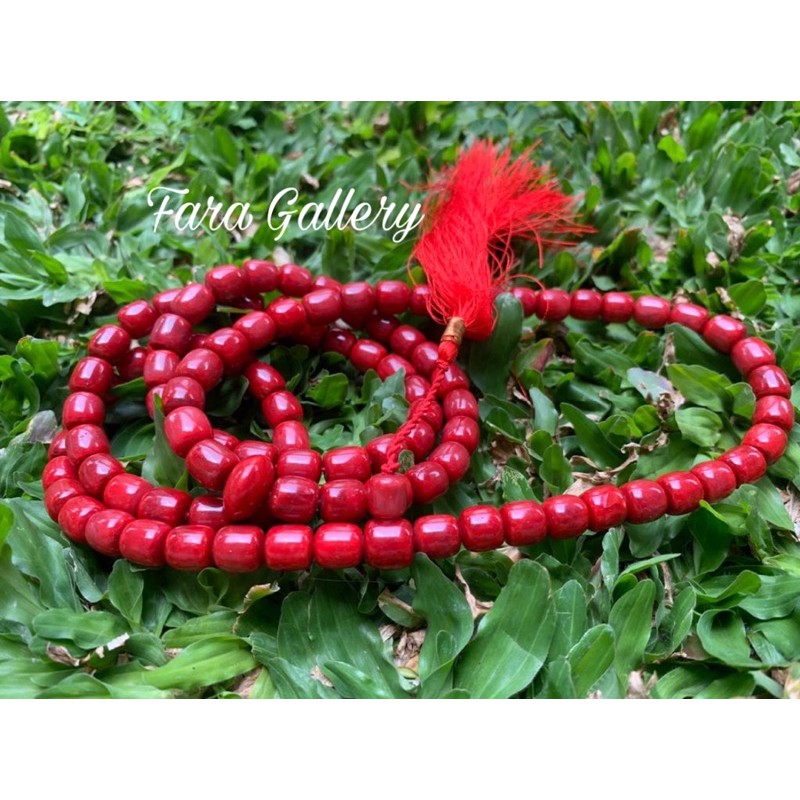 Tasbih Batu Marjan Merah / Coral Merah Asli / Tasbih Muslim  Coral Merah