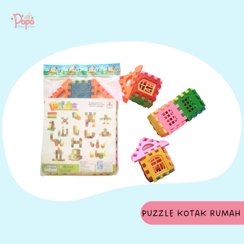 MAINAN EDUKASI PUZZLE BLOCK KOTAK /RUMAH / LEGO KOTAK