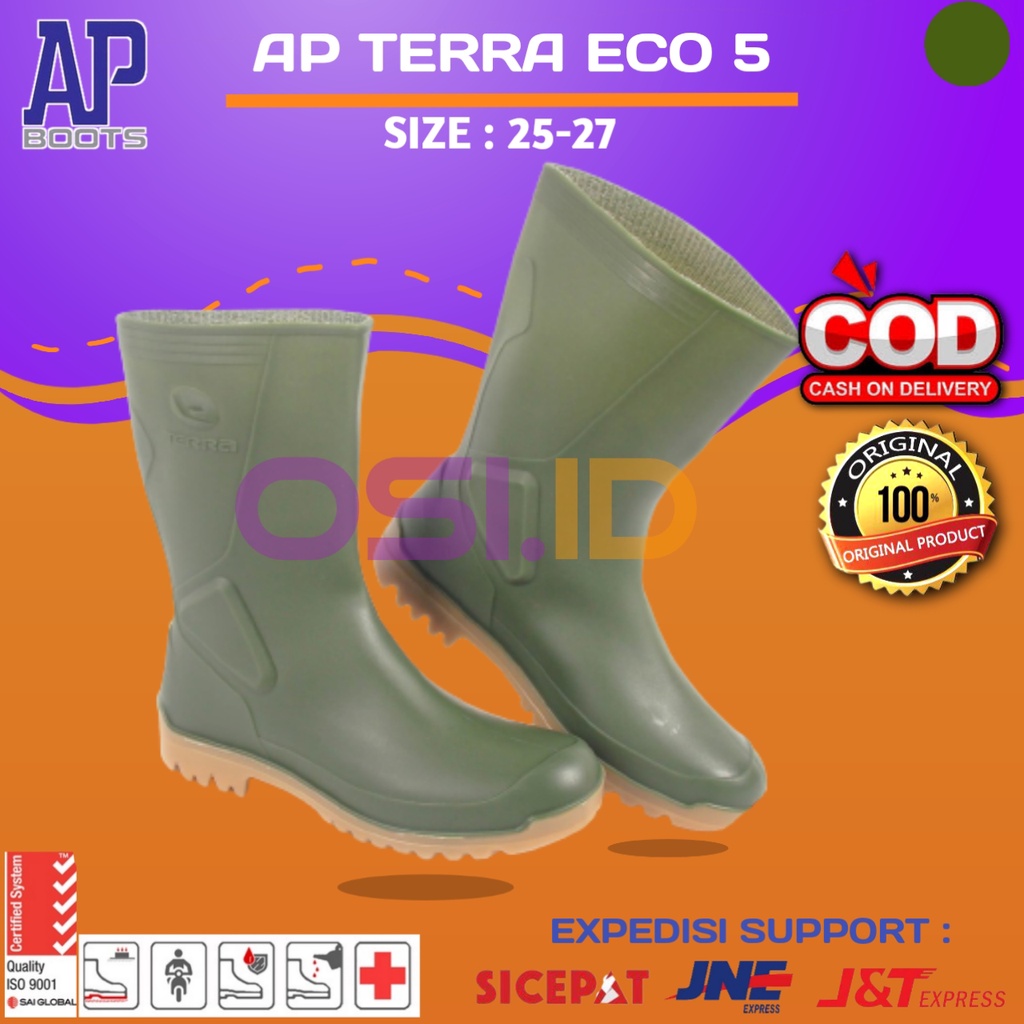 Sepatu boot Pendek AP Boots AP TERRA ECO 5 HIJAU KEBUN PERTANIAN/sepatu karet pria/sepatu panjang an