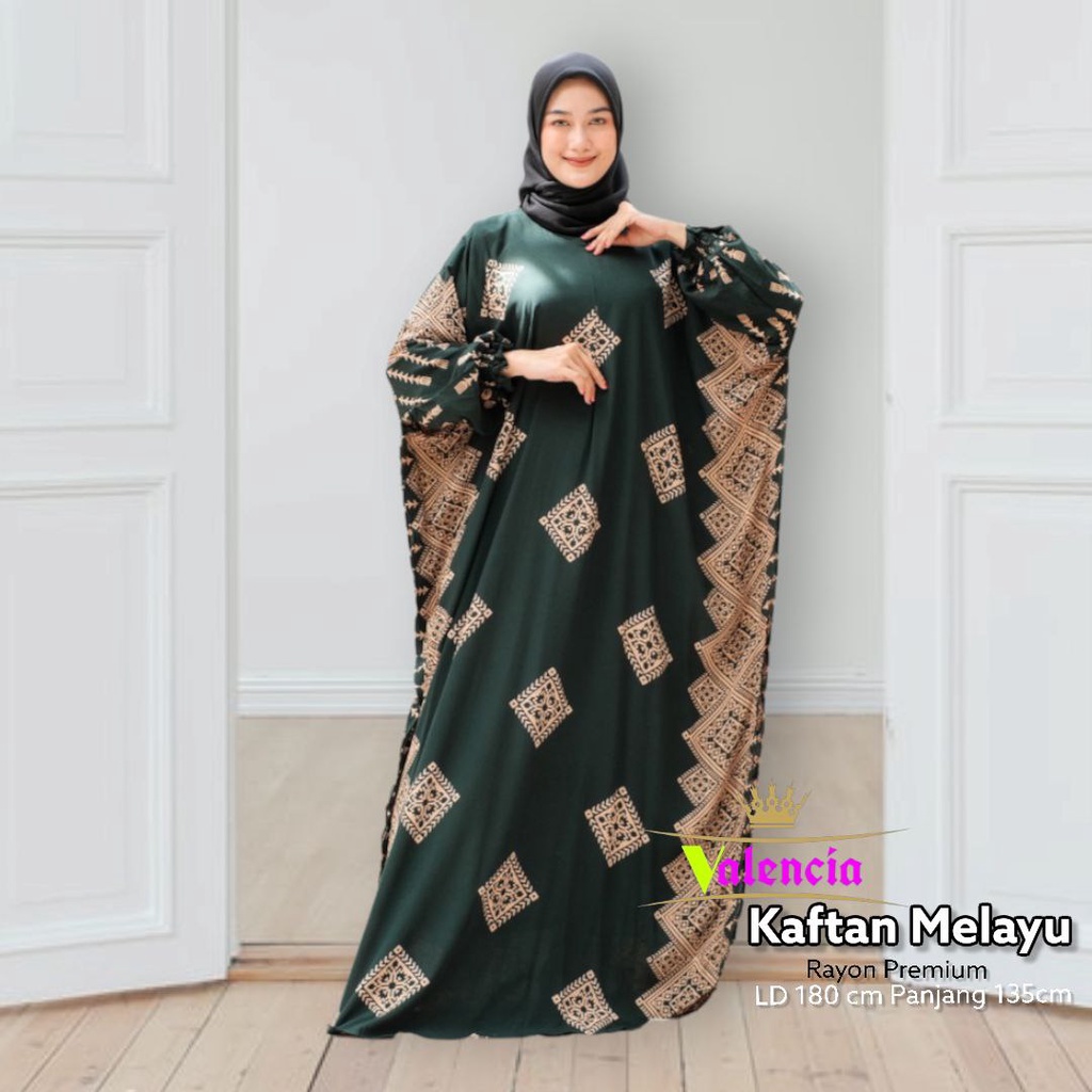 Melayu Kaftan Wanita Rayon Batik Premium Gamis Jumbo Kekinian Dress Bigsize LD 180 cm