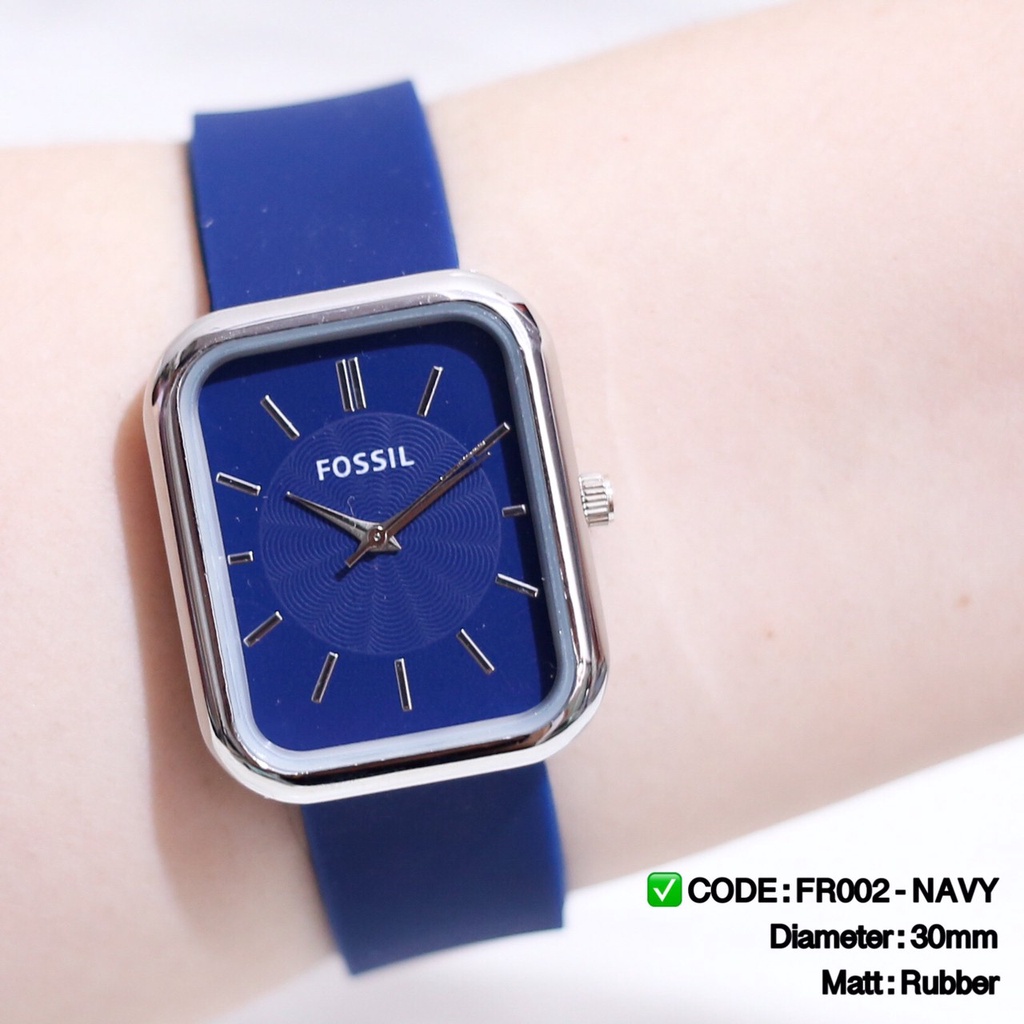 Jam tangan wanita tali rubber karet model segi grosir ecer FLASH SALE termurah import FR001