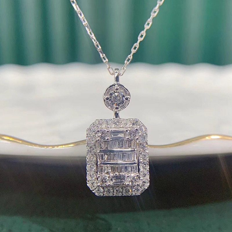 Kalung Dengan Liontin Bentuk Geometris Bahan Cubic Zirconia Untuk Wanita