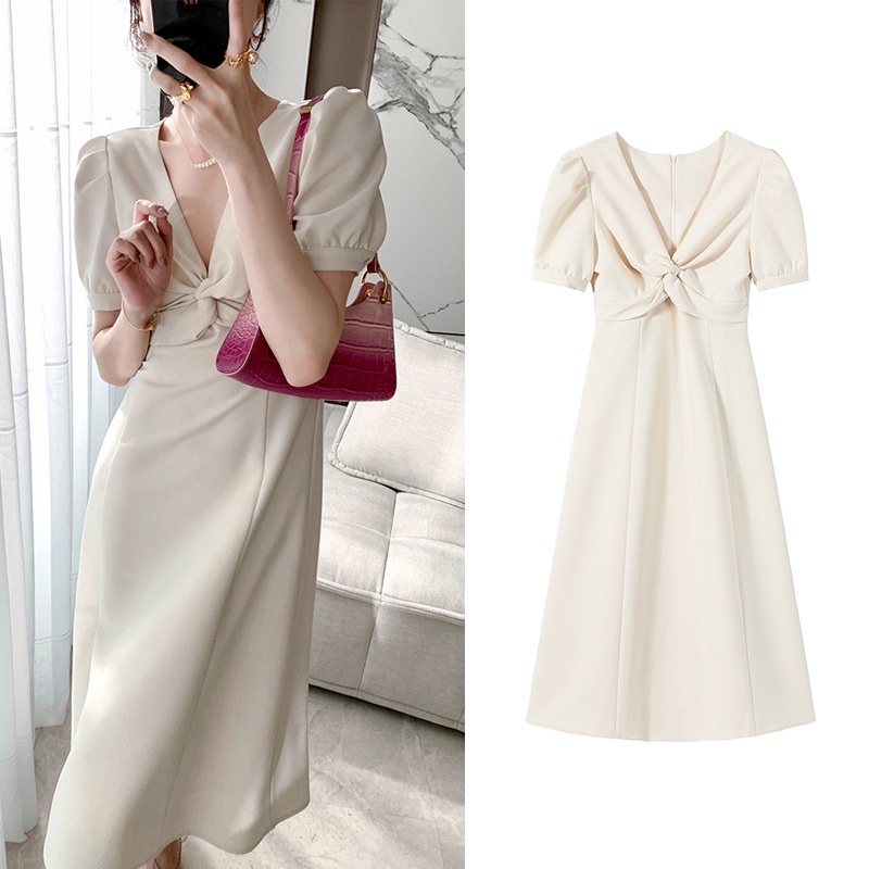 DS543 • Korean Twisted Dress Import • Fashion wanita