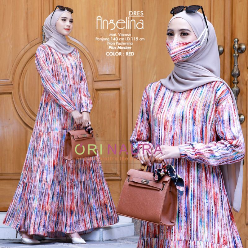 angelina dress free masker - angelina gamis plus masker