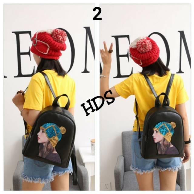 Tas Ransel Fashion printing Wanita Pria Bag Backpack Import Sekolah SN2010K