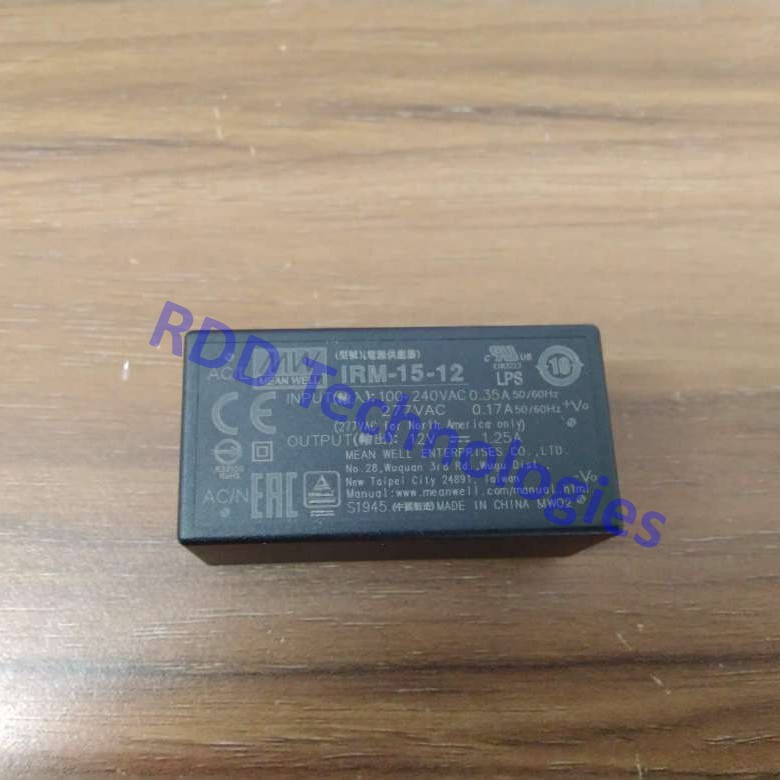 Power Supply 12V 15Watt Meanwell IRM-15-12 (PCB Mount)