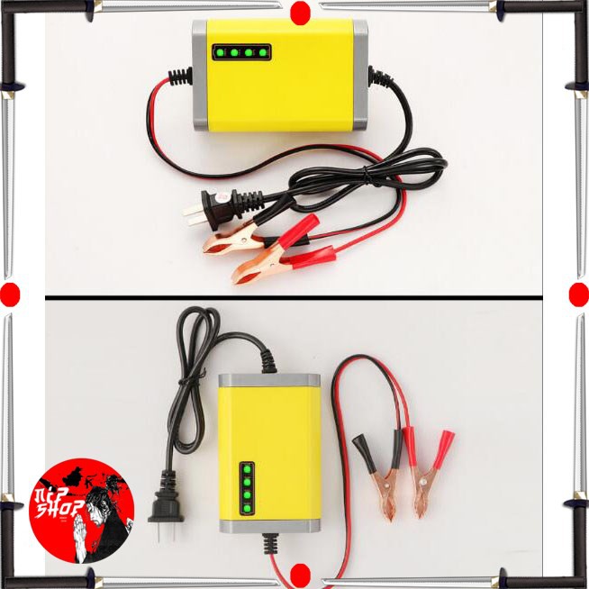 Charger Aki Motor 12V 2A with LED Indicator- Yellow