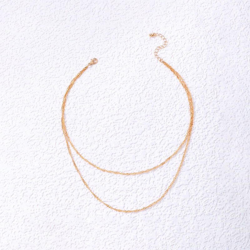 Kalung Rantai Double Layer Bentuk Geometris