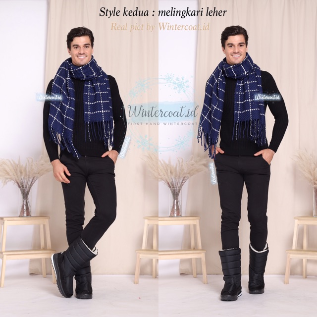 London Winter scarf Men Women Syal Musim dingin pria wanita cewek cowok pashmina tebal hangat