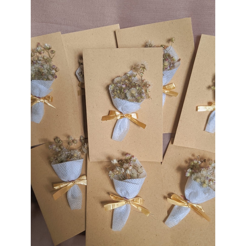 Kartu Ucapan Vintage Rustik Bunga Kering Estetik Greeting Card Rustic Dried Flower Aesthetic Pelengk