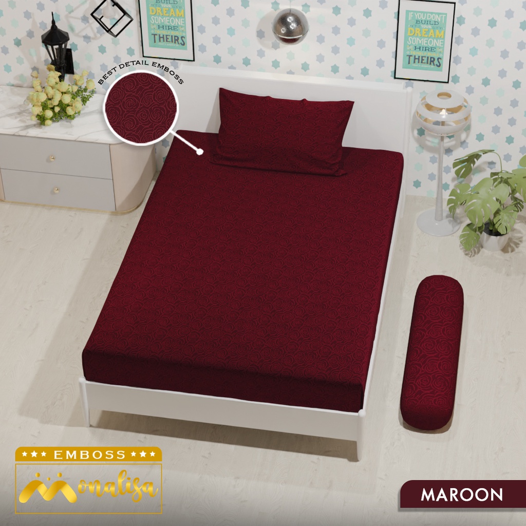 Monalisa Emboss Sprei Uk 90/100/120 - Maroon