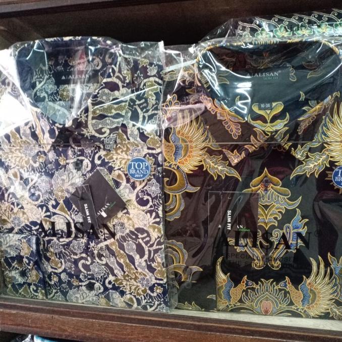 kemeja Alisan batik pria lengan panjang 14.5 - 16