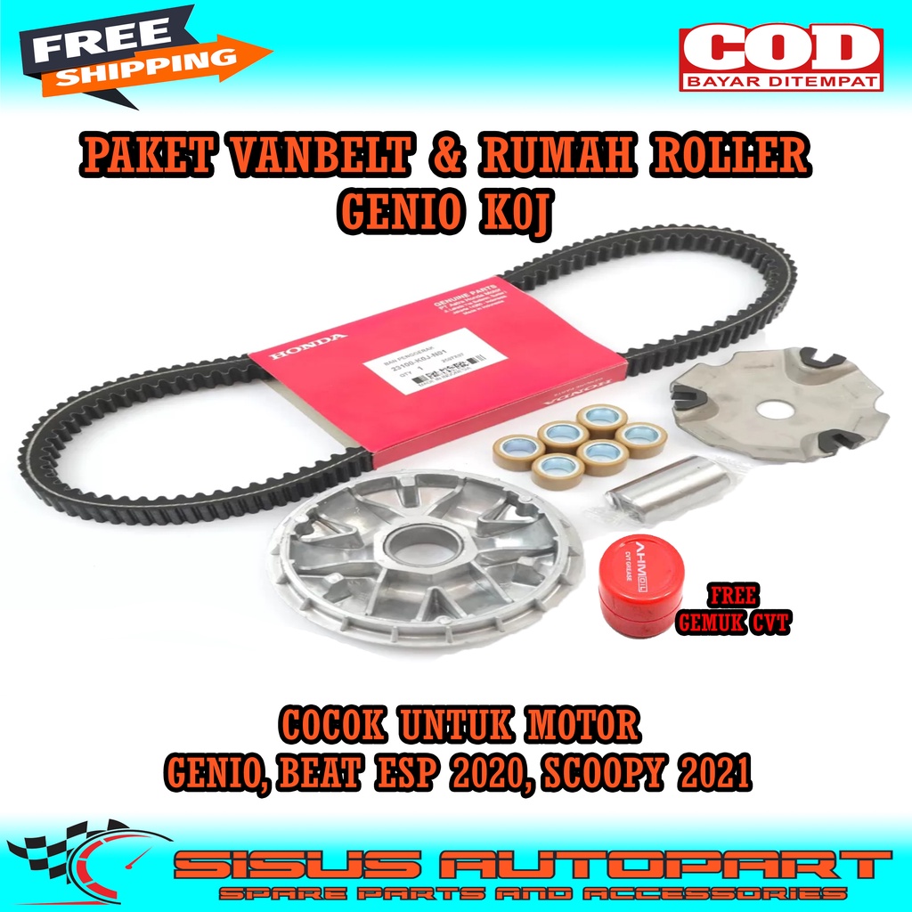 PAKET VANBELT DAN RUMAH ROLLER ASSY GENIO BEAT NEW 2020 SCOOPY ESP 2021 / VBELT GENIO RUMAH ROLLER GENIO / PAKET CVT GENIO K0J