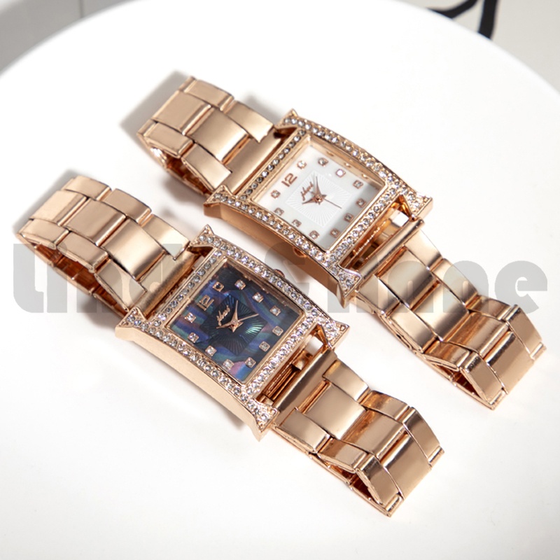 Jam Tangan Wanita Mewah Stainless Steel Jhui Analog Quartz Aksen Berlian Imitasi Import