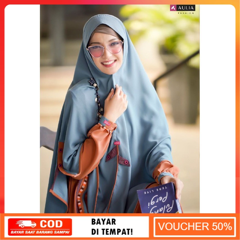 Gamis Aulia  Original Terbaru 2021 Set Gamis Shaqeena Teracota AULIA fASHION Gamis Set Khimar Ori