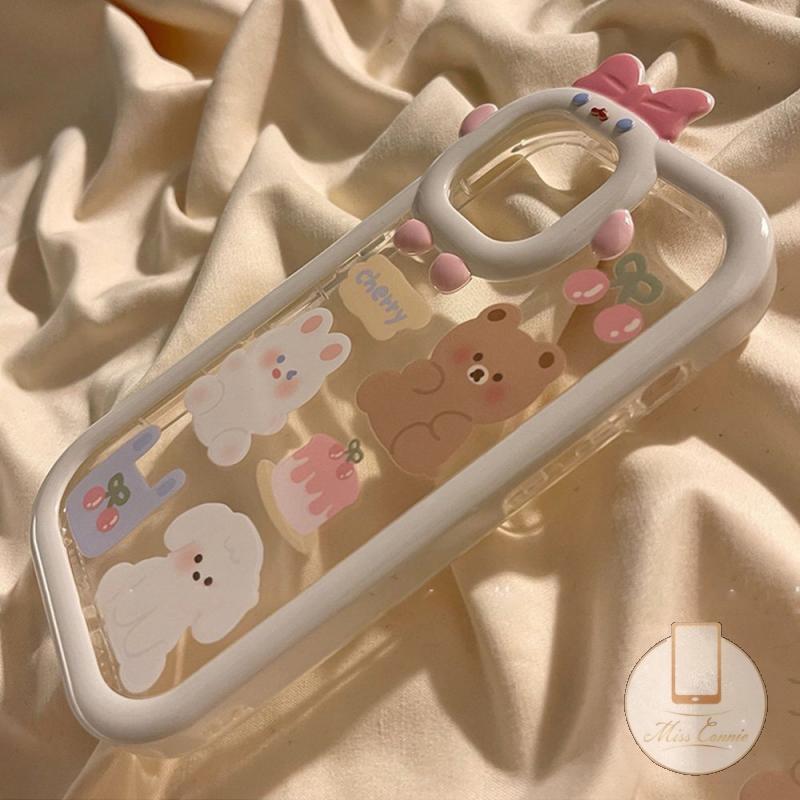 Soft Case Motif Kartun Cherry Bear Puppy 3D Untuk IPhone 7 8 6 6S Plus 14 Plus 11 12 13 14 Pro MAX XR X XS MAX SE 2020