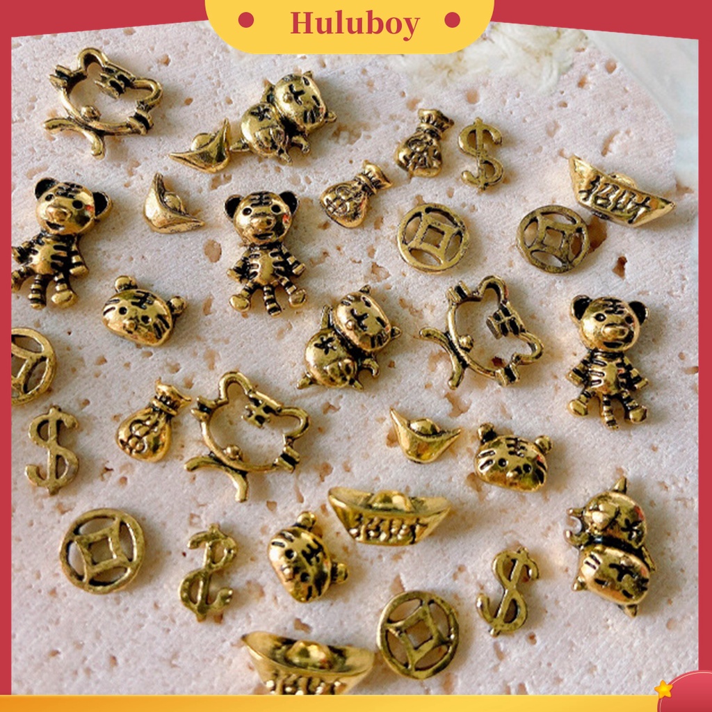 Huluboy Huluboy♡ 10 Pcs Perhiasan Kuku Portable Bahan Alloy Gaya Retro Untuk Dekorasi Manicure