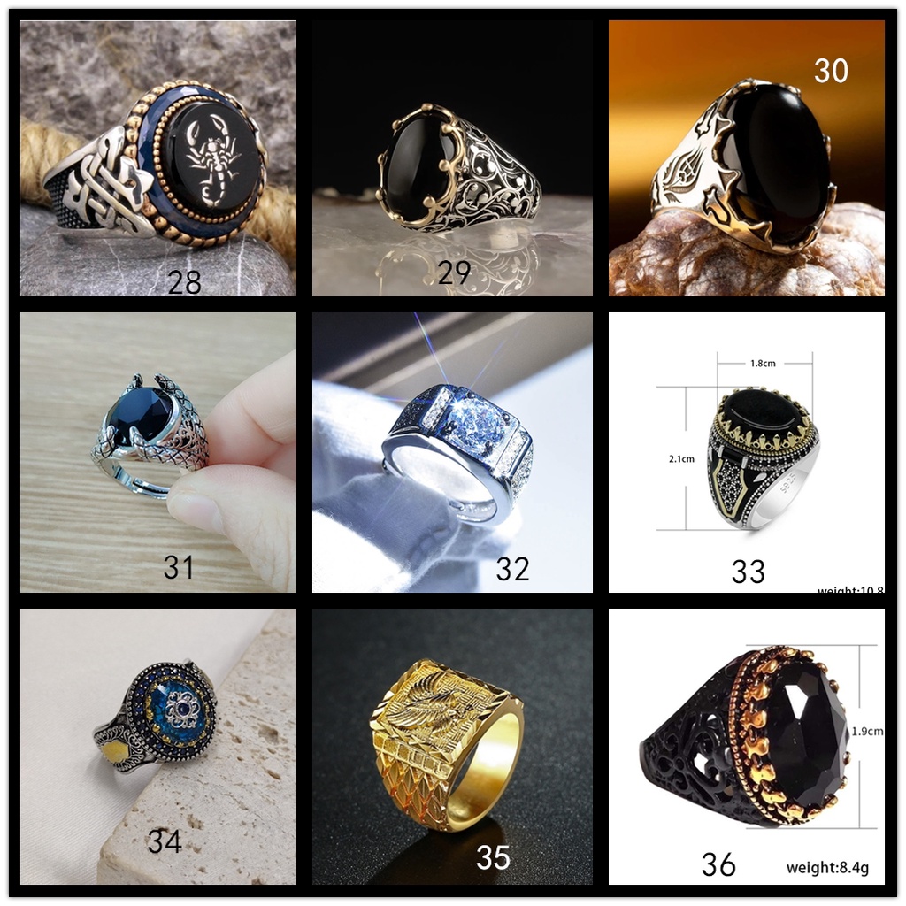 Cincin Pria Bahan Korea Stainless Steel Anti Karat 925 Lapis Perak Emas Dan Cincin Titanium Hitam Berlian Dapat Disesuaikan Untuk Ring