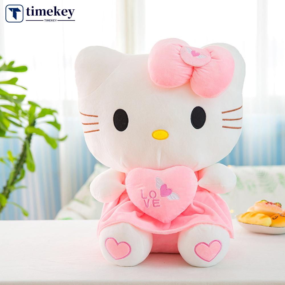 Timekey Mainan Boneka Stuffed Plush Kartun Hello Kitty 25cm Untuk Hadiah Ulang Tahun Anak N9Y8