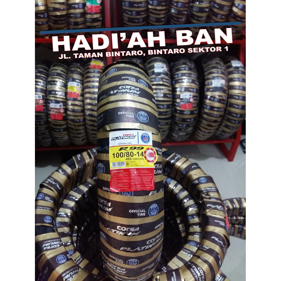 Ban Belakang Motor Matic Corsa Platinum R99 100/80-14 + pentil Ori