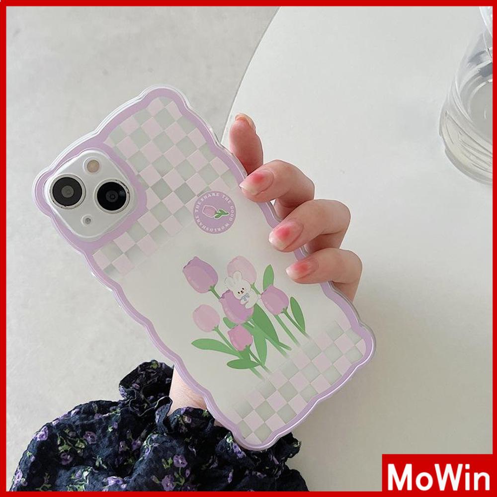 iPhone Case Silicone Soft Case Clear Case Wave Non-Slip Shockproof Camera Full Coverage Protection Purple Tulip Flower For iPhone 13 Pro Max iPhone 12 Pro Max iPhone 11 iPhone7Plus