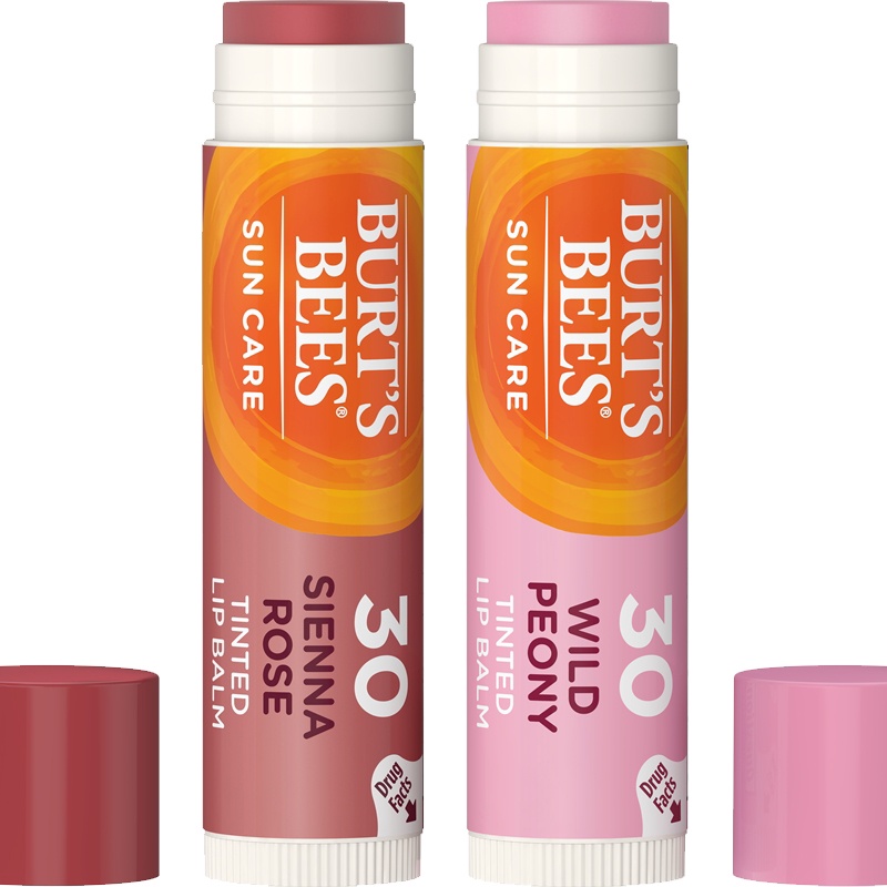 Burt's Bees SPF 30 Sun Care Tinted Lip Balm Siena Rose Wild Peony original burt burts color colour warna oil