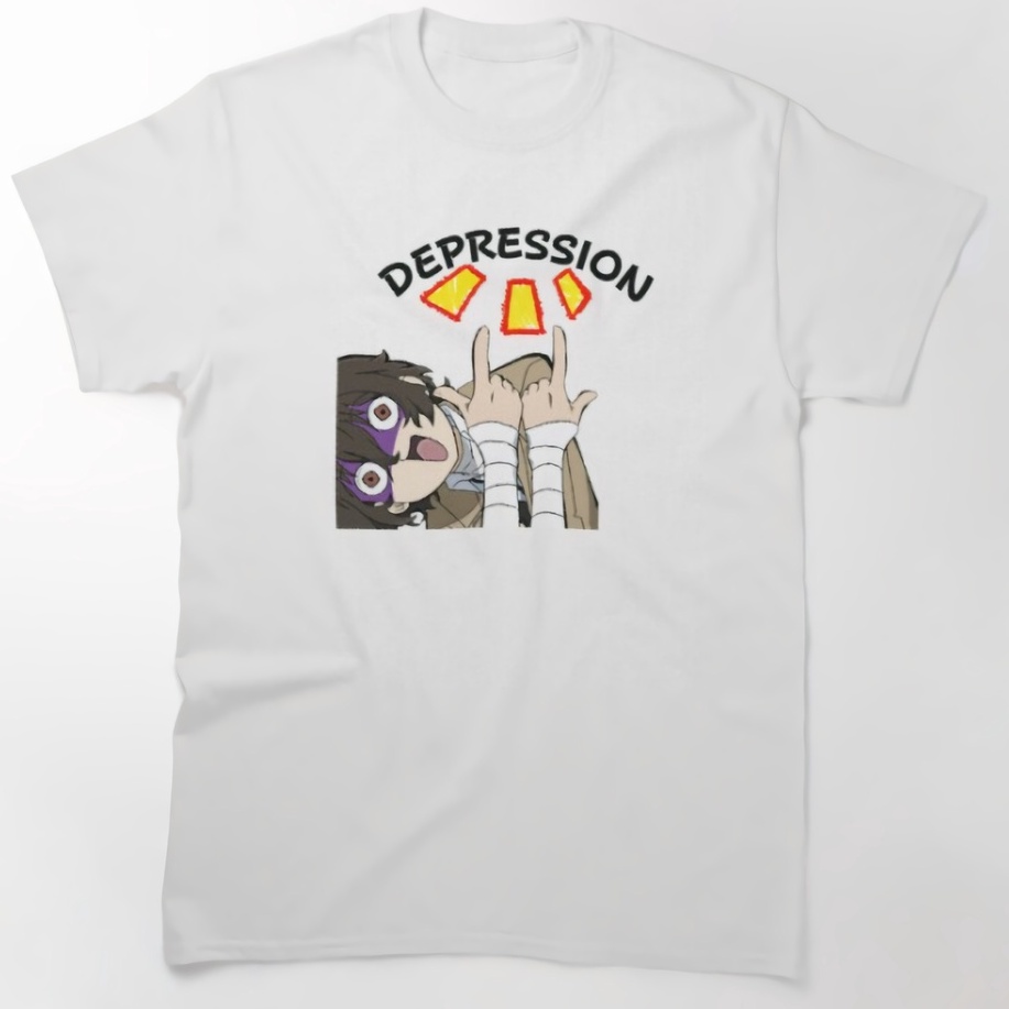 Tshirt Dazai Osamu Depression Anime Manga Bungo Stray Dogs Premium Unisex