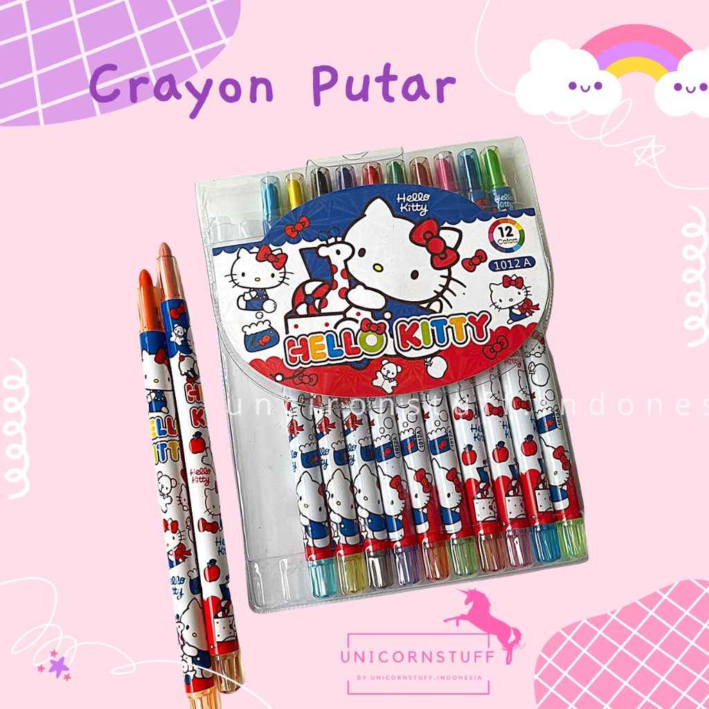Crayon 12 Pcs Pink Anak Set Menggambar Sekolah Perempuan Cewek Krayon Pensil Warna