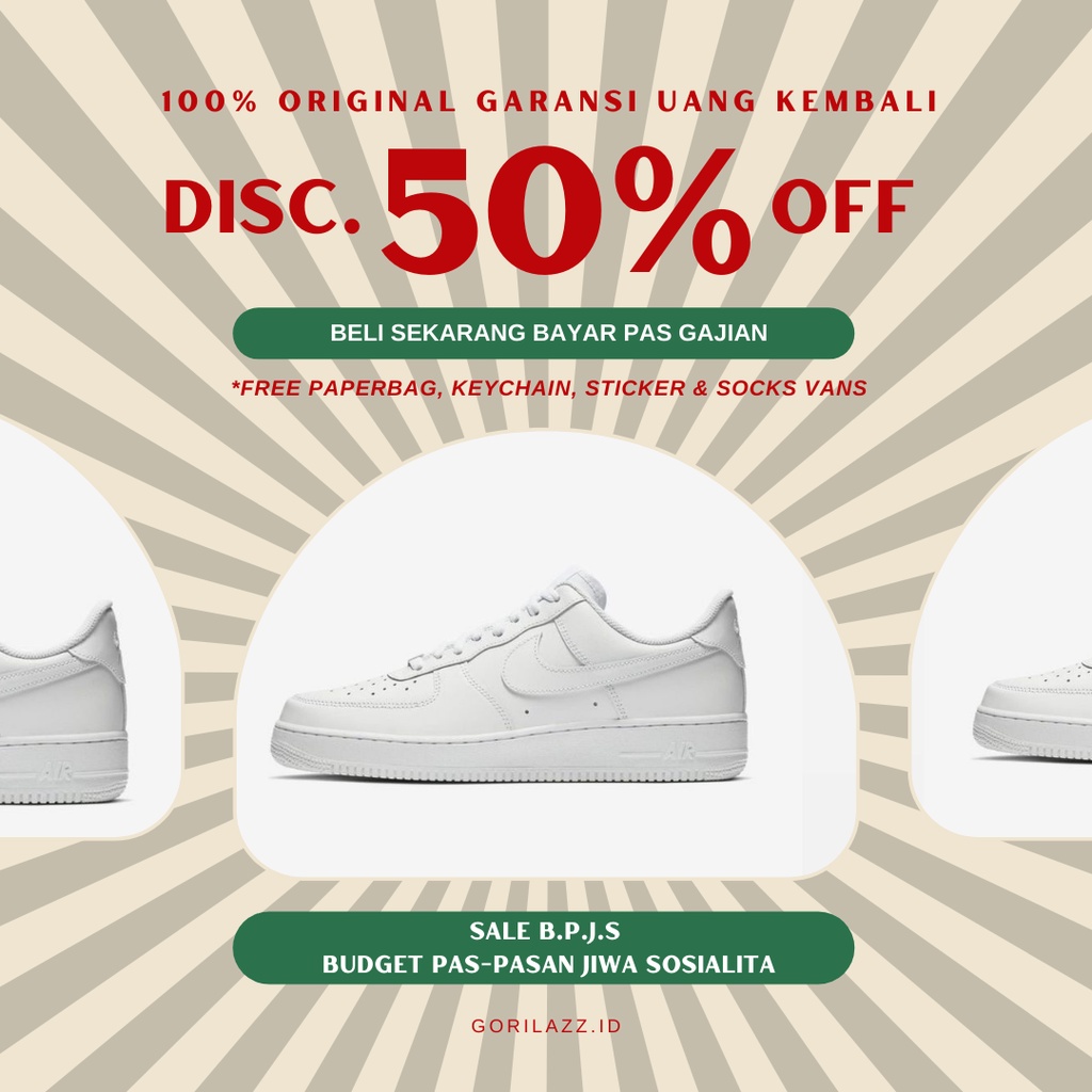 Sepatu Nike Air F*rce 1 Triple White Original 100% BNIB