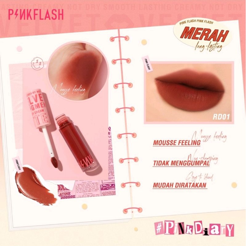 [BPOM] PINKFLASH Silky Velvet Lip Cream | Lipcream | Lipstick | PinkDiary Pink Flash